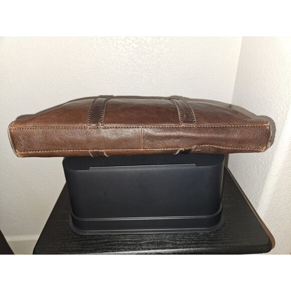 VTG Fossil Brown Leather Bag Briefcase Laptop Messenger READ* 15x12 - Picture 5 of 11